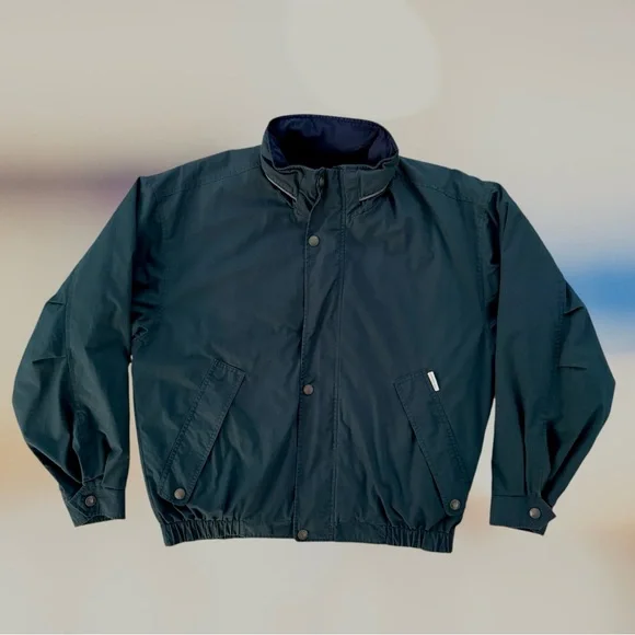 London Fog Green and Navy Blue Bomber Jacket with Removable Liner, Men's Medium - Picture 3 of 10